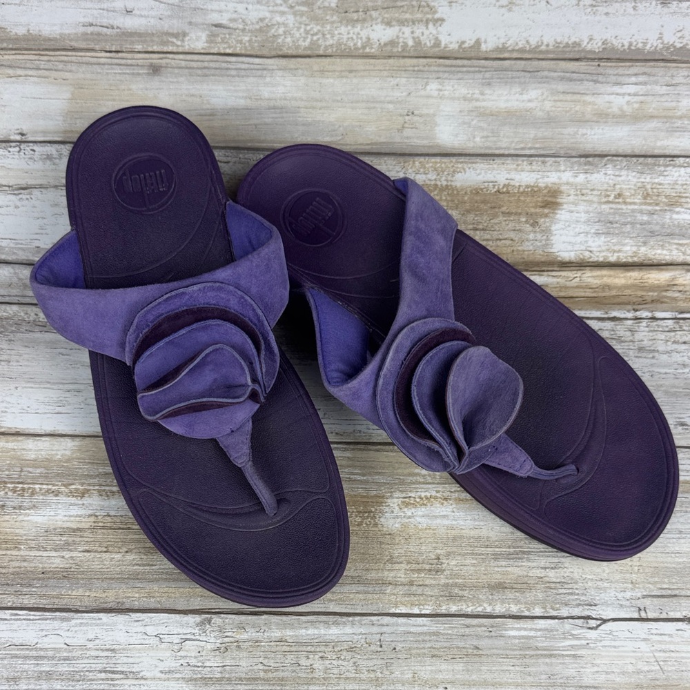 FitFlop Purple Women's Sandals with Floral Accent